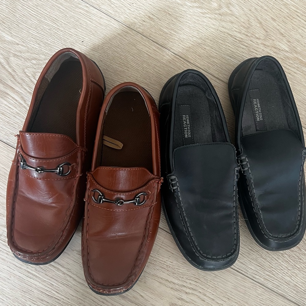 Boys dress shoes loafers black brown size 6 Nordstrom leather